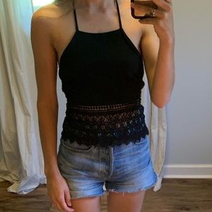 American Eagle crochet tie halter top Size XS